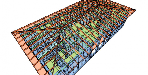 ocelový skelet bungalovu - 3D model